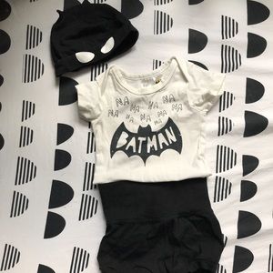 Batman onesie with matching shorts and hat